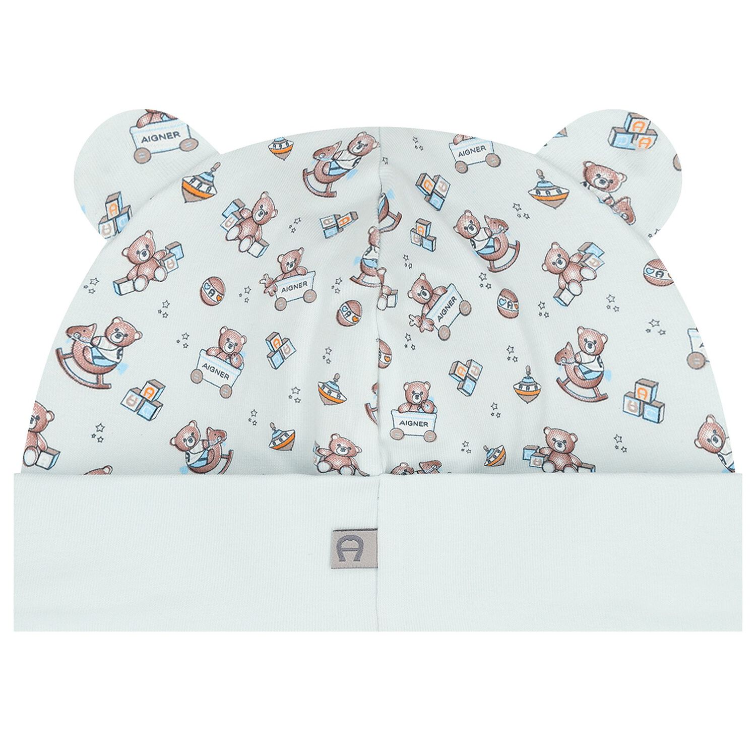 Baby Boys Blue Teddy Bear Logo Hat , 2, hi-res