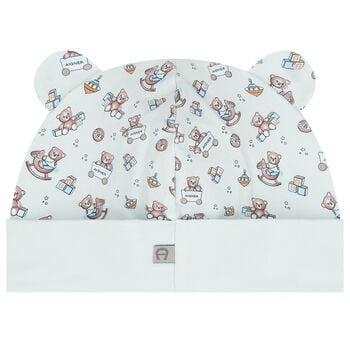 Baby Boys Blue Teddy Bear Logo Hat 