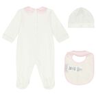 Baby Girls Ivory and Pink Babygrow Set, 1, hi-res