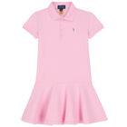 Girls Pink Logo Polo Dress, 1, hi-res