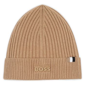 Beige Knitted Logo Hat