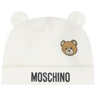 Ivory Teddy Bear Logo Hat & Bib Baby Gift Set, 1, hi-res