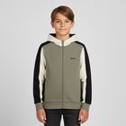 Boys Green, Black & Ivory Logo Hooded Zip Up Top, 3, hi-res