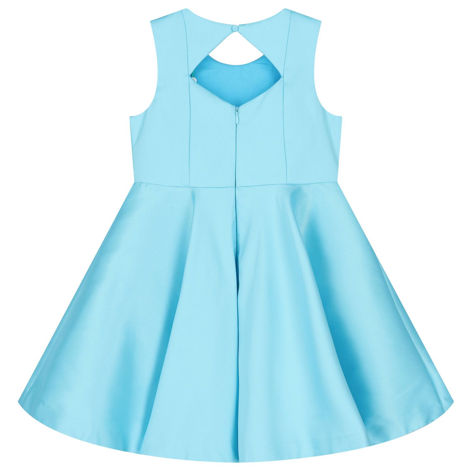 Girls Blue Flower Satin Dress, 1, hi-res