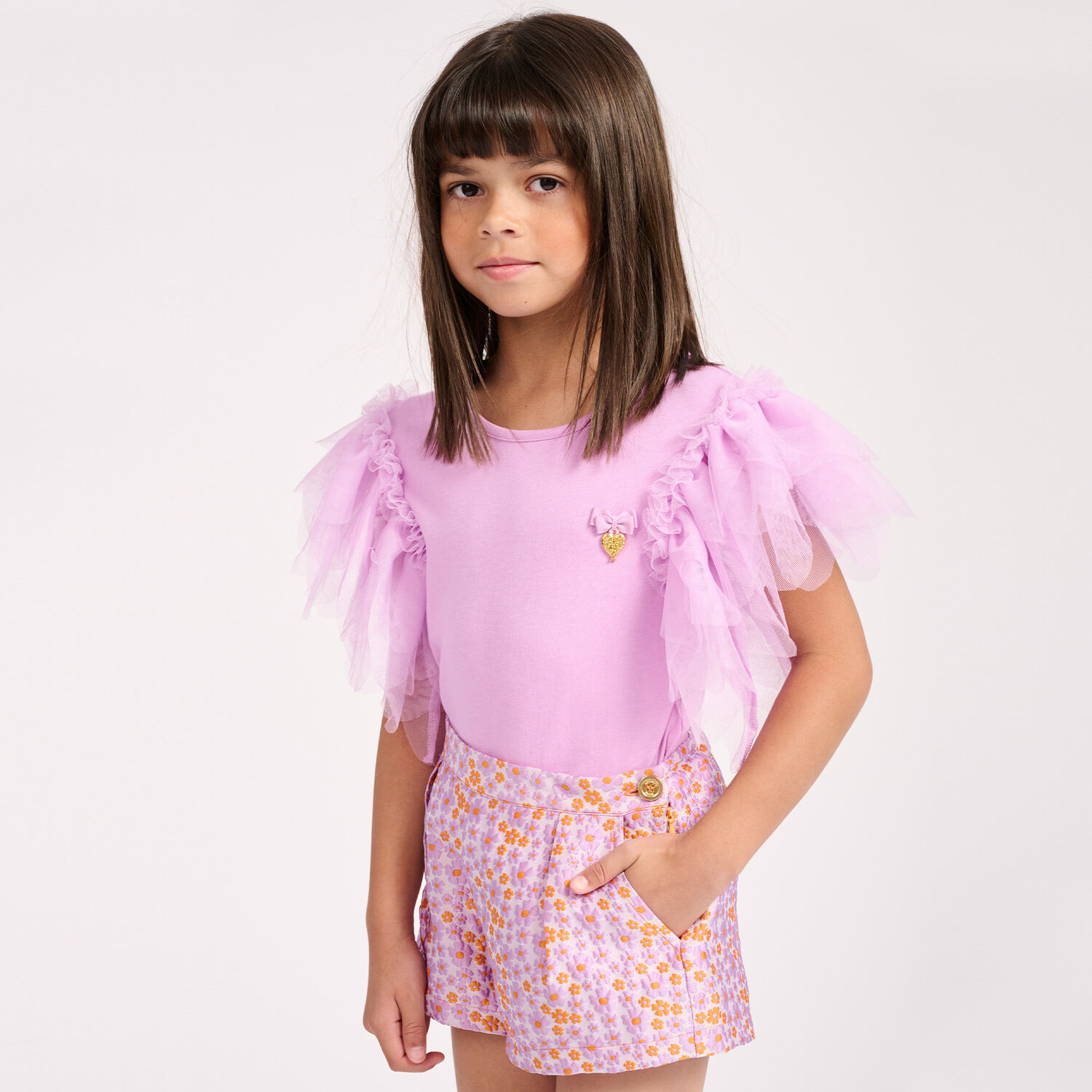 Girls Lilac Tulle Top, 2, hi-res