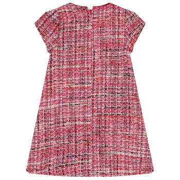 Girls Red Bow Tweed Dress