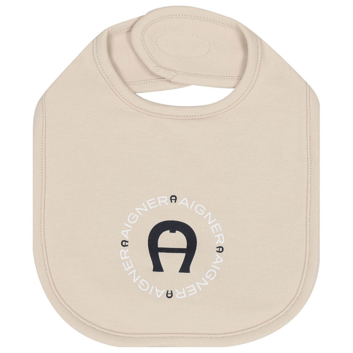 Beige Logo Baby Bib, 1, hi-res