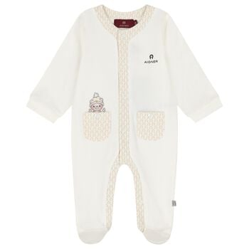 Ivory Teddy Bear Logo Babygrow