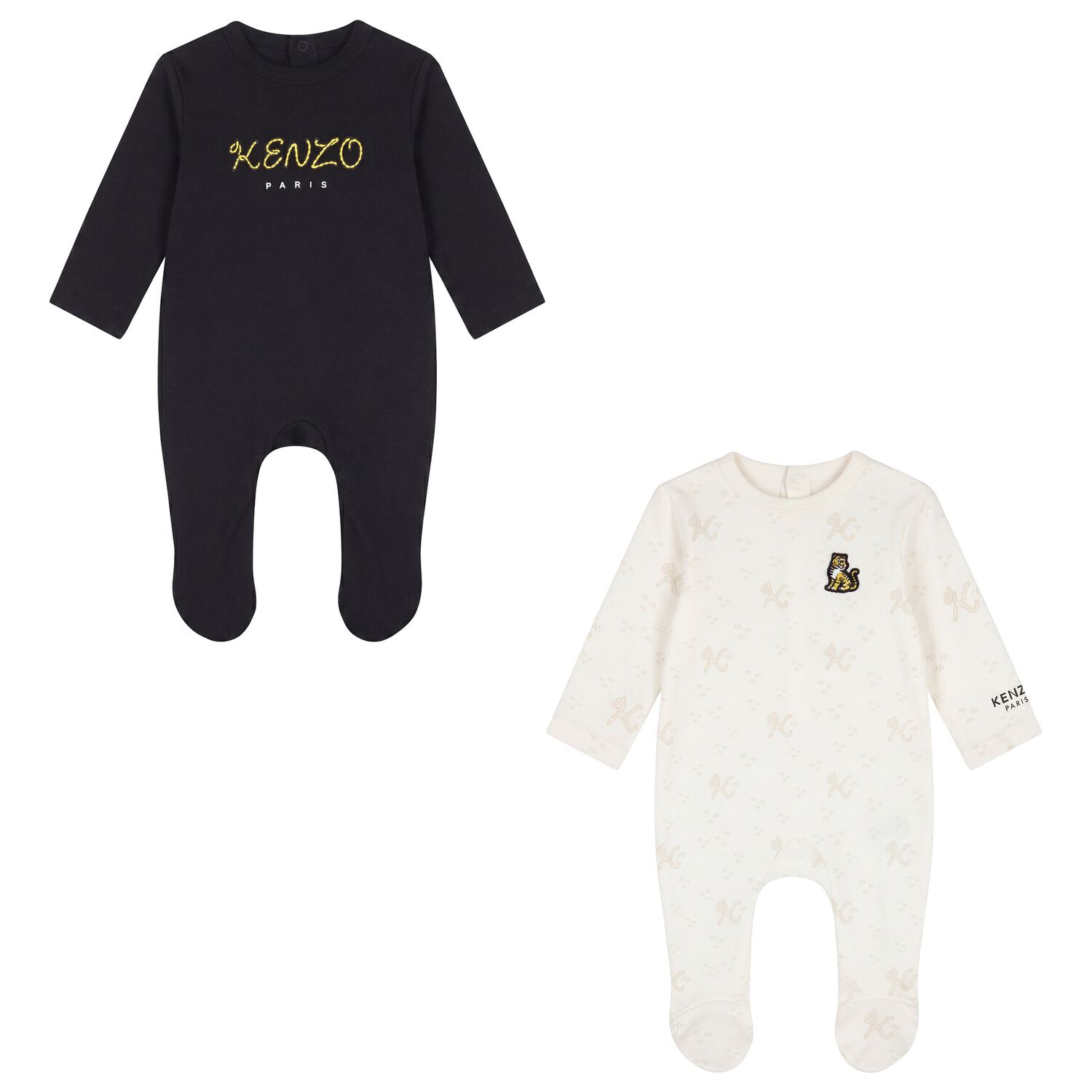 Black & Ivory Tiger Babygrows ( 2 Pack ) , 1, hi-res