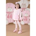 Girls Pink Logo Faux fur Leggings Set, 1, hi-res