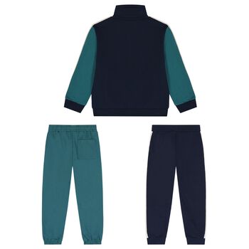 Boys Green & Navy Blue Tracksuit Set ( 3 Piece )