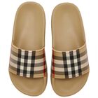 Beige Burberry Check Sliders, 1, hi-res