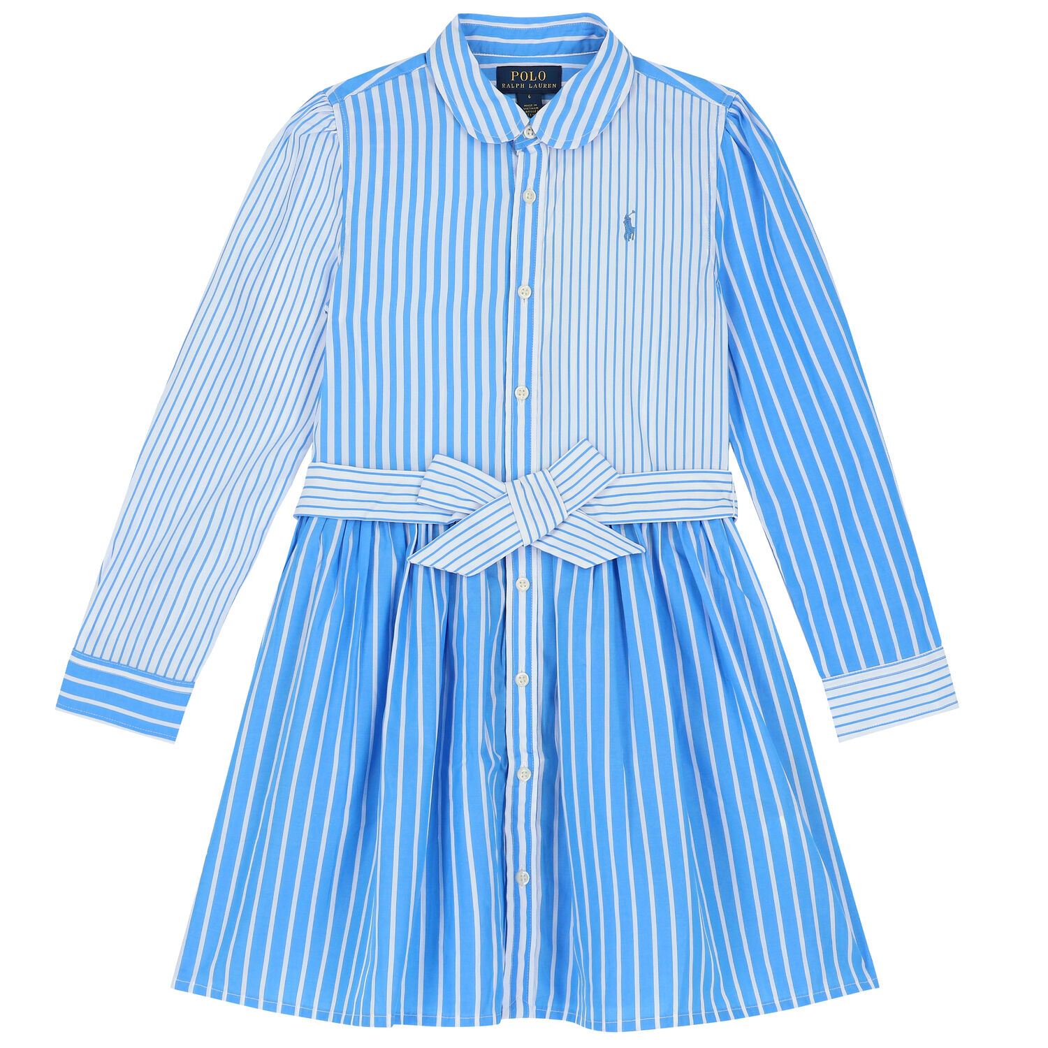 Girls Blue & White Striped Dress, 1, hi-res image number null