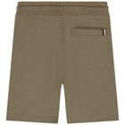 Boys Khaki Green Logo Shorts, 1, hi-res