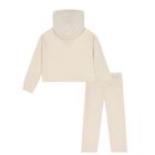 Girls Beige Hooded Tracksuit, 1, hi-res