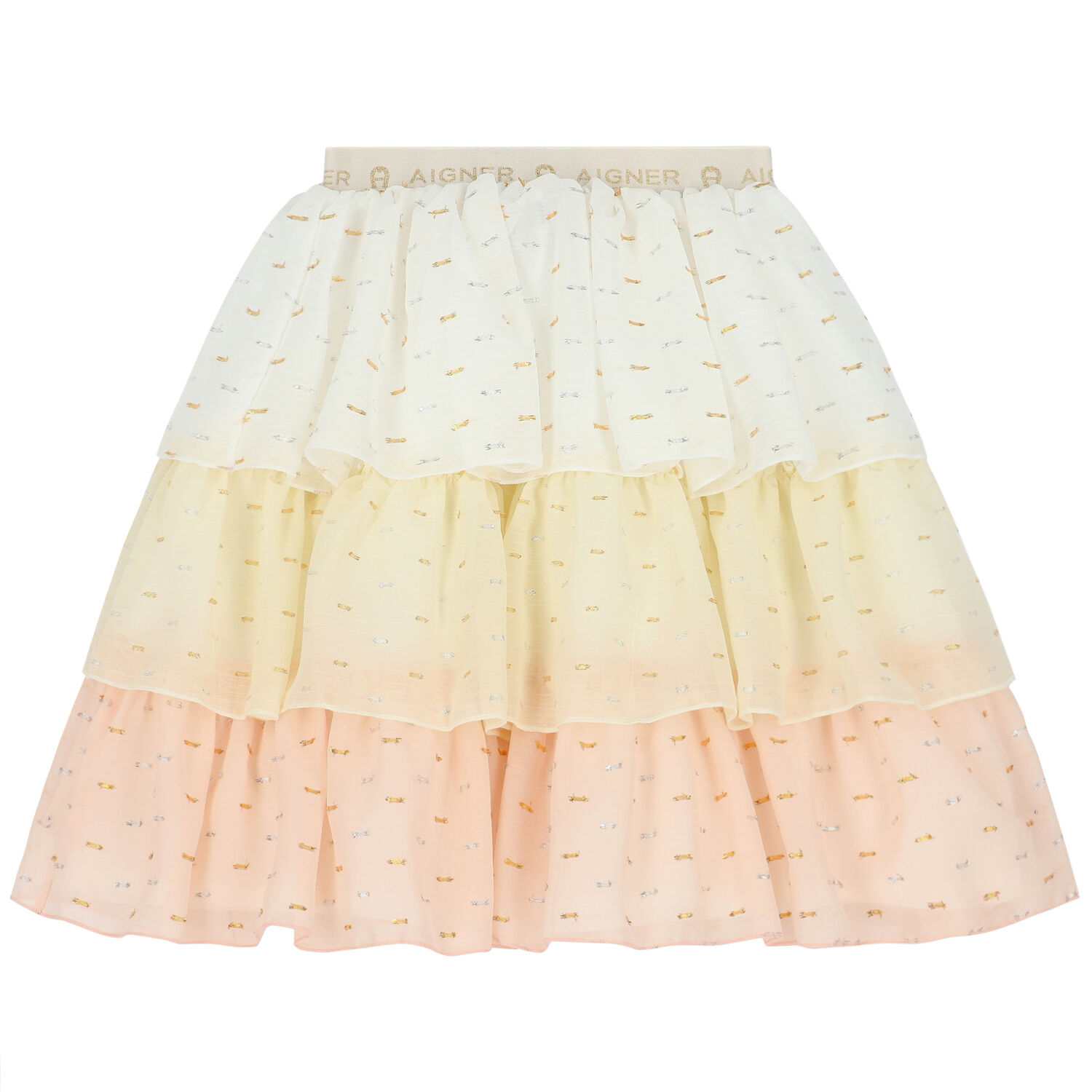 Girls White, Pink & Yellow Logo Skirt, 1, hi-res