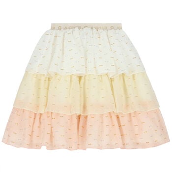Girls White, Pink & Yellow Logo Skirt