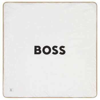 Beige & White Logo Padded Baby Blanket