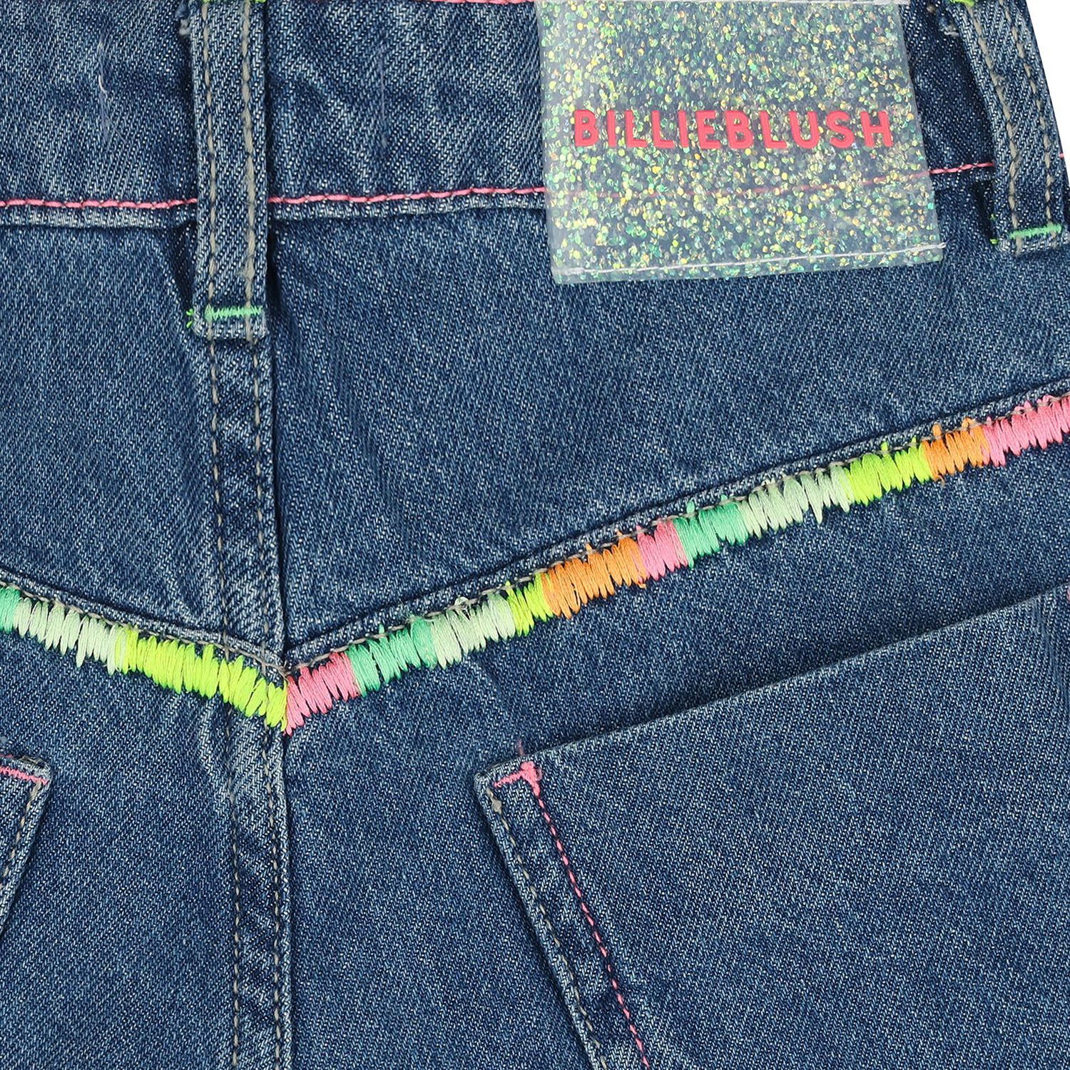 Girls Blue Denim Shorts, 1, hi-res