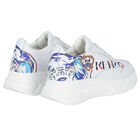 Girls White Elephant Logo Leather Trainers, 1, hi-res