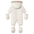 Ivory Teddy Bear Baby Snowsuit, 1, hi-res