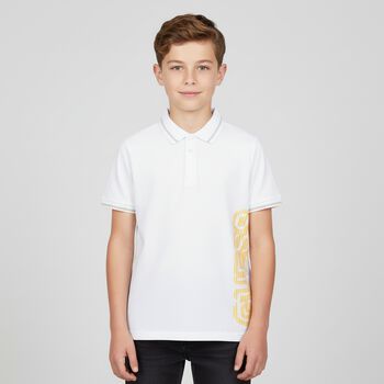 Boys White Logo Polo Shirt