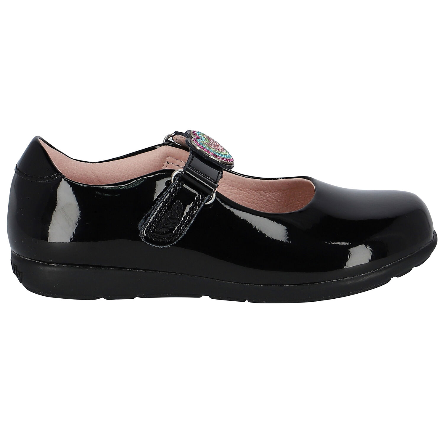 Girls Black Patent Leather Shoes, 1, hi-res
