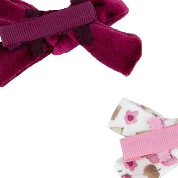 Girls Burgundy and Ivory Bow Hairclips ( 2 Pack )