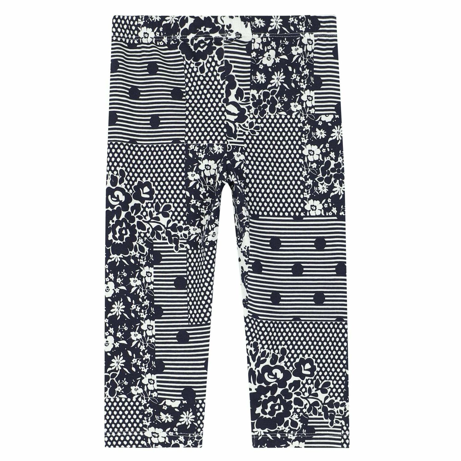 Girls White & Navy Leggings, 1, hi-res