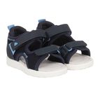 Younger Boys Navy Blue Velcro Sandals, 1, hi-res