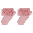Baby Girls Pink Ruffled Socks, 3, hi-res