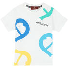 Younger Boys White Logo T-Shirt, 2, hi-res