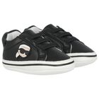 Baby Boys Black Ikonik Karl Pre Walker Shoes, 1, hi-res