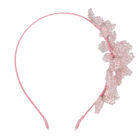 Girls Pink Embellished Crystal Flower Headband, 1, hi-res