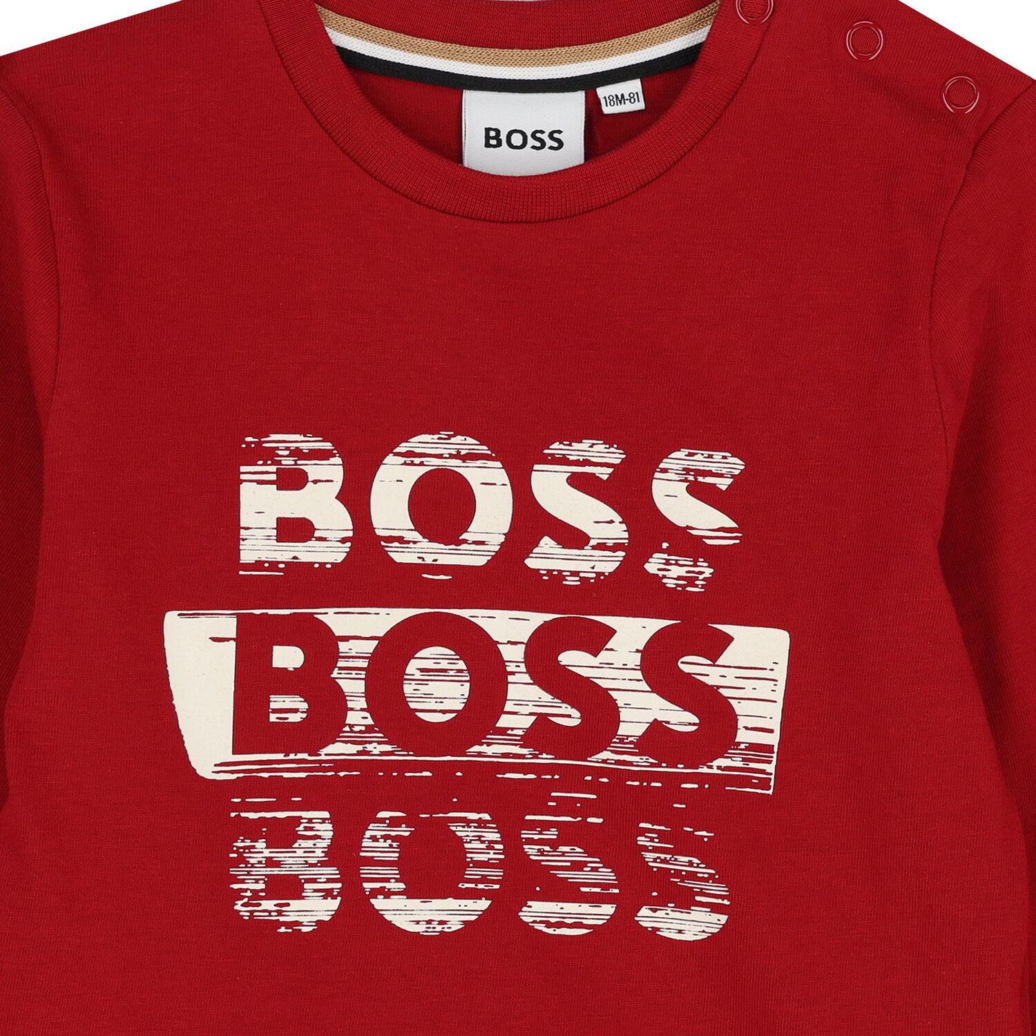 Younger Boys Red Logo Long Sleeve Top, 3, hi-res