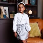 Girls Silver Jacquard Skirt, 1, hi-res