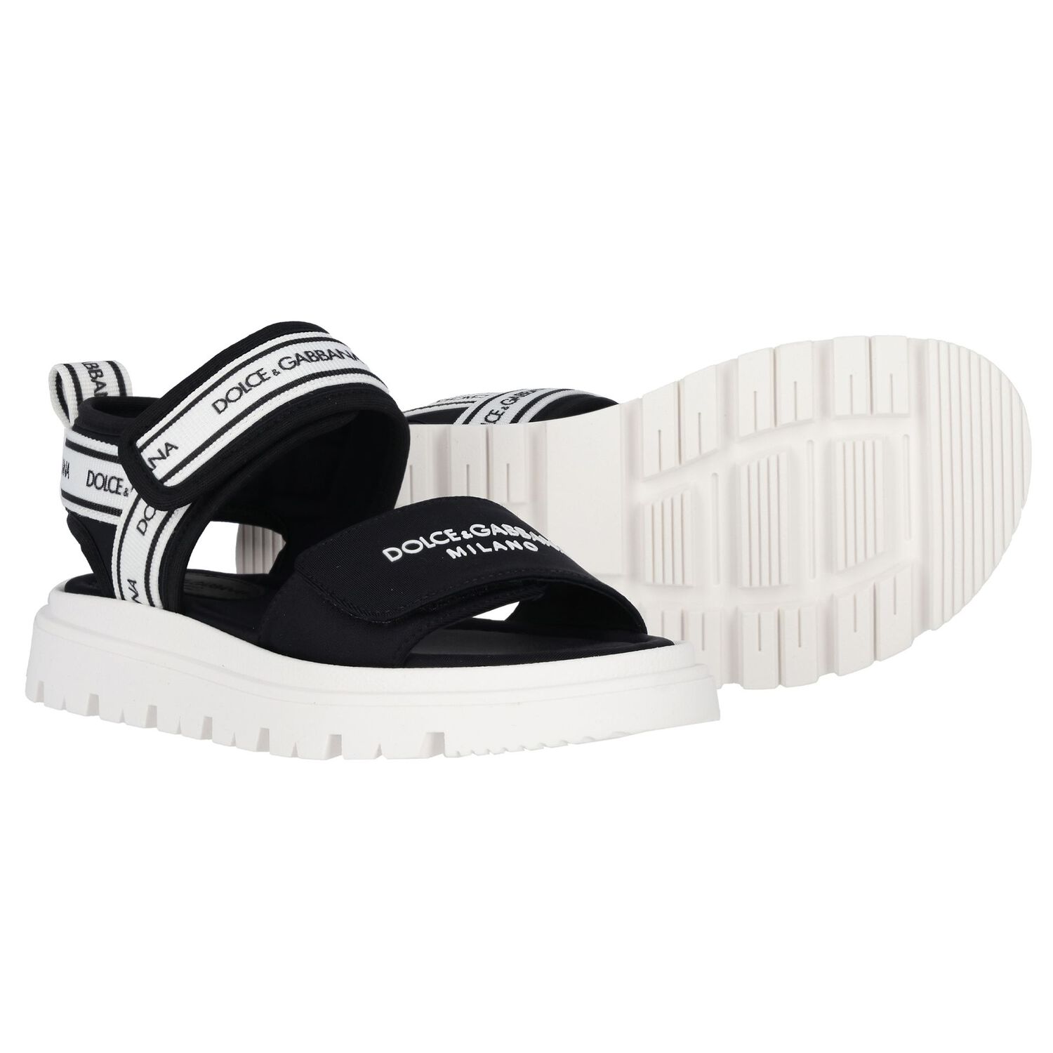 Black & White Logo Velcro Sandals, 1, hi-res image number null