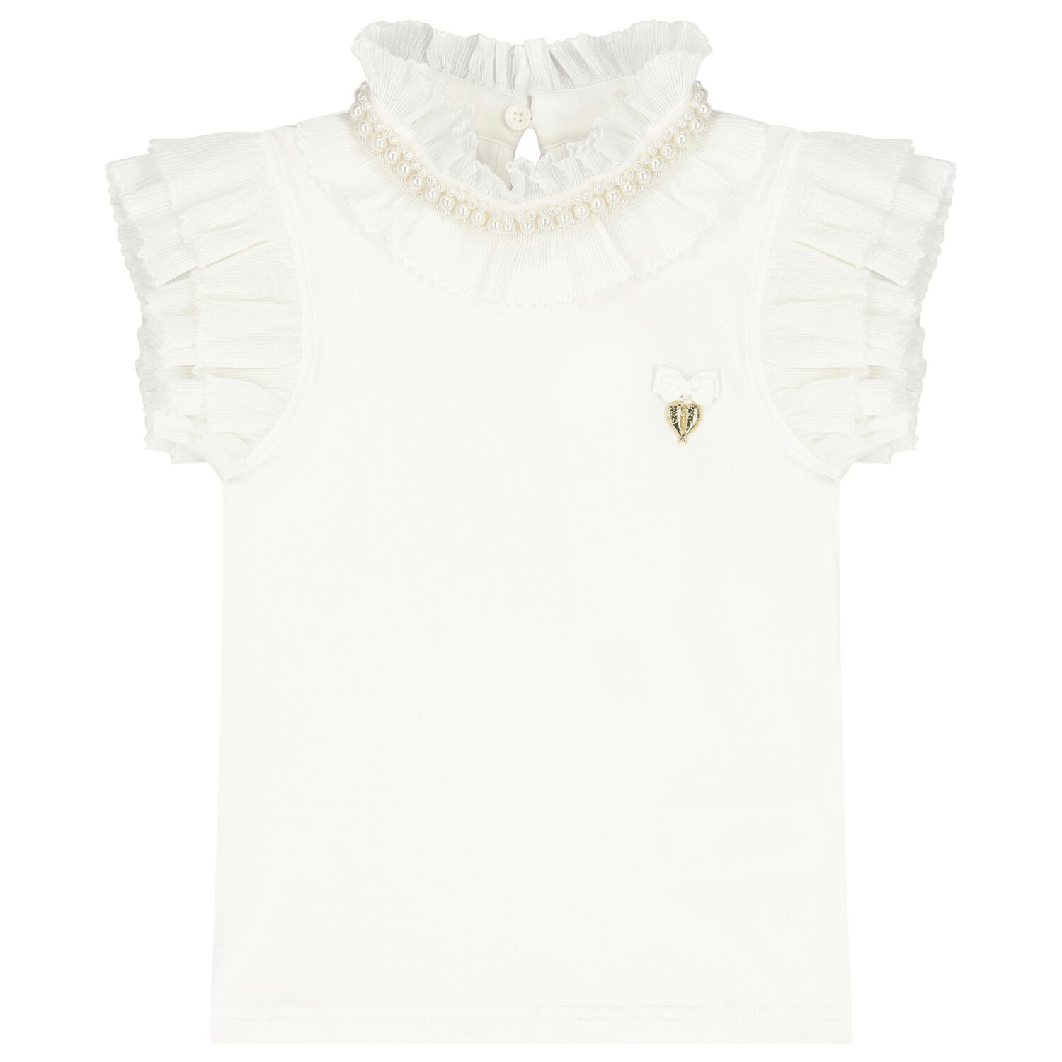 Girls White Ruffled Top, 1, hi-res image number null