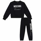 Girls Black Crystal Logo Tracksuit, 2, hi-res