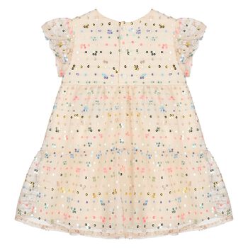 Younger Girls Ivory Sequin Dress