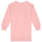 Girls Pink Teddy Bear Logo Sweatshirt Dress, 1, hi-res