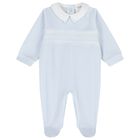 Baby Boys Blue Smocked Babygrow, 1, hi-res