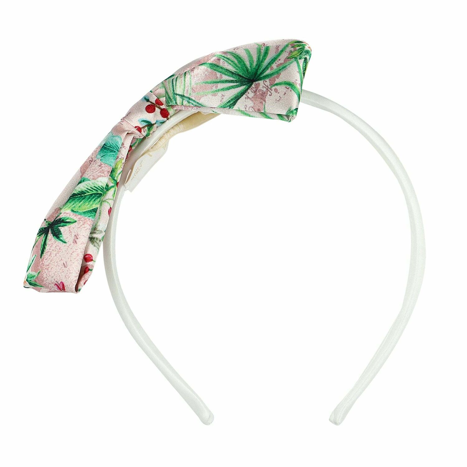 Girls Pink Satin Floral Headband, 1, hi-res