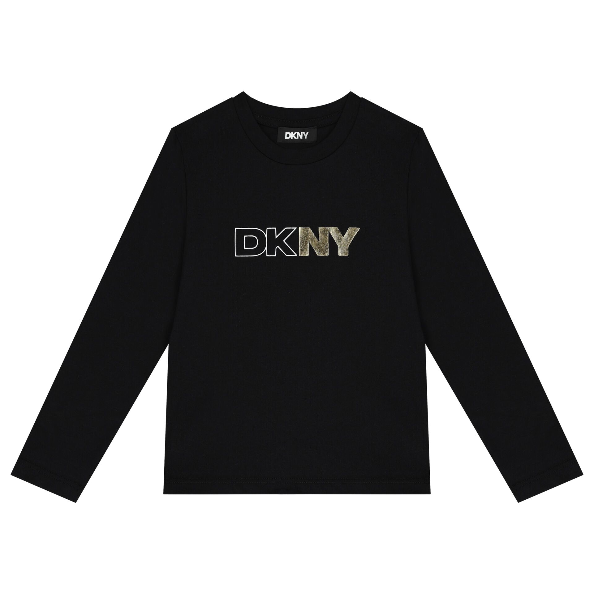 DKNY Girls Black Logo Long Sleeve Top Junior Couture UK