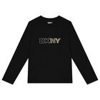 Girls Black Logo Long Sleeve Top, 1, hi-res