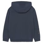 Boys Navy Blue Hooded Top, 1, hi-res