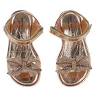 Girls Rose Gold Diamante Bow Sandals, 1, hi-res