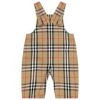 Baby Boys White & Beige Check Dungaree Set, 1, hi-res