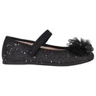Girls Black Bow Glitter Shoes, 1, hi-res