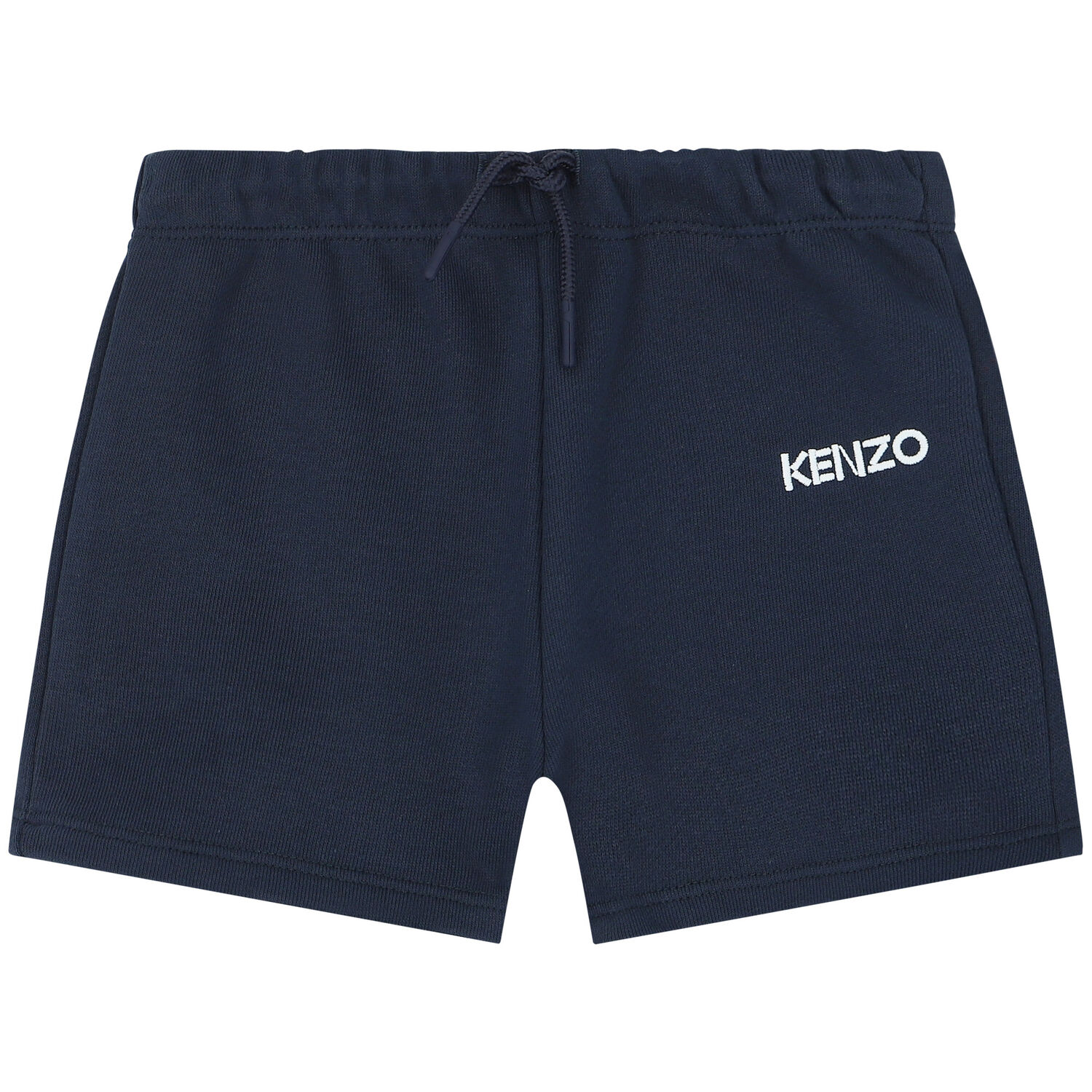 Younger Boys White & Navy Blue Logo Shorts Set, 1, hi-res